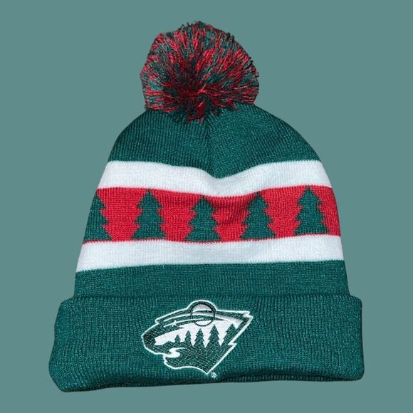 NHL MN Wild Hockey Xfinity Collaboration Knit Pom Pom Hat - Picture 1 of 3